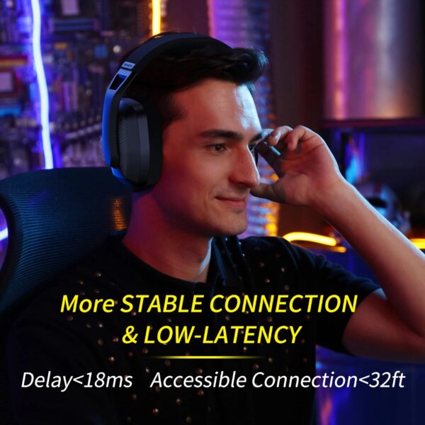 BINNUNE 2.4GHz Wireless Gaming Headset with Mic for PS5, PS4, PC, Mac, and Bluetooth Devices - Image 3