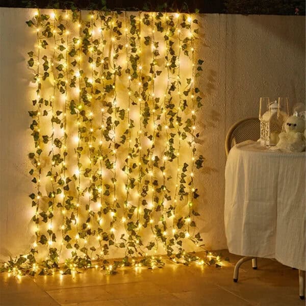 Green Leaf Fairy Lights - Eco-Friendly Decorative String Lights for Home and Garden Decor - Image 2
