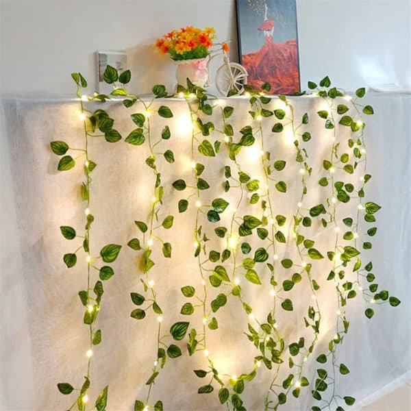 Green Leaf Fairy Lights - Eco-Friendly Decorative String Lights for Home and Garden Decor - Image 3