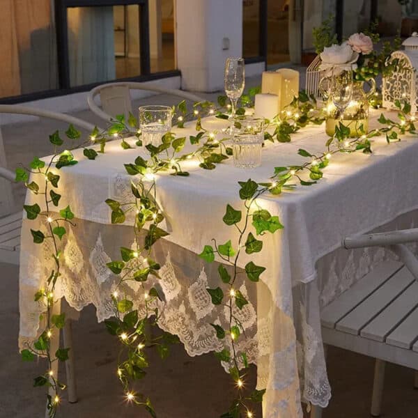 Green Leaf Fairy Lights - Eco-Friendly Decorative String Lights for Home and Garden Decor - Image 5